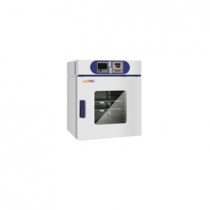 Labnic Vacuum Drying Oven, with a 23 L capacity and natural convection, operates from 5 to 250°C in ambient temperatures of 10 to 30°C. It features a dot-matrix LCD display, an adaptive PID controller and programmable settings up to 99 hours or 9999 minutes.