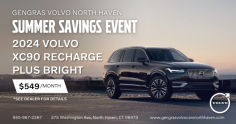 Experience luxury and efficiency at the Summer Savings Event at Gengras Volvo Cars North Haven! Drive home the 2024 Volvo XC90 Recharge Plus Bright for just $549/month. This offer is part of our exclusive New Specials. Explore our extensive New Volvo Inventory, including Pure electric vehicles. We also provide a range of Pre-Owned and Certified Inventory, Service Loaners, and comprehensive Parts and Service. Don't miss out on this exceptional deal!
Contact Us 
Phone: 855-967-2387
Website: https://www.gengrasvolvocarsnorthhaven.com/
Address: 375 Washington Ave North Haven, CT 06473
