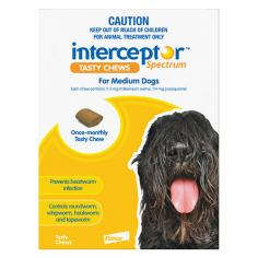 "The active ingredient of Interceptor is Milbemycin Oxime. The oral monthly dose of this product protects against heartworm in dogs and puppies. Moreover, it prevents infestation from the intestinal worms. 

For More information visit: www.vetsupply.com.au
Place order directly on call: 1300838787"