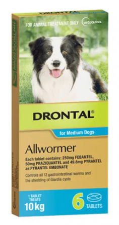 "Drontal Allwormer contains three key ingredients having varied modes of action and spectra of activity. Praziquantel is active on tapeworms. Following exposure to Praziquantel, the tapeworm loses resistance to get digested by the host. Because of this, partially digested tapeworms are seen in the stool, whereas majority of them are digested and are not found in the feces.

For More information visit: www.vetsupply.com.au
Place order directly on call: 1300838787"