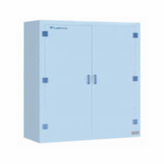 Labtron 170 L Strong Acid and Alkali Cabinet features a dual-walled design with 50 mm insulating air space, reinforced doors with a 3-point latch and manual lock, and an adjustable shelf. The epoxy resin powder coating ensures durability, chemical resistance, and protection against corrosion.