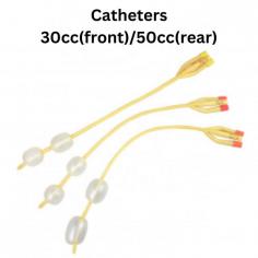 Abimed the Catheters are used after bladder or prostate surgery to wash away blood and blood clots. They have a balloon capacity of 30cc (front) and 50cc (rear), with plastic and rubber valves. The color-coded system ensures easy size identification, providing effective and reliable post-surgical care.