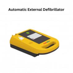 Abimed automatic external defibrillator features advanced ECG analysis, operates on internal battery power without needing external connections, provides biphasic energy output, and offers optional multilingual selections for user convenience.