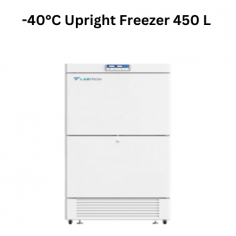 Labtron -40°C Upright Freezer direct cooling  direct cooling method and manual defrost mode unit  450 L  microprocessor-controlled unit with a temperature range of -20 to -40°C and direct cooling with manual defrost. It features eco-friendly refrigerant, low maintenance, a digital display, an advanced alarm system, and efficient refrigeration.
