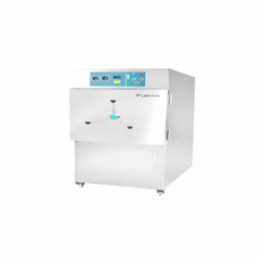 Labtron's Horizontal Laboratory Autoclave is a microprocessor-controlled, automatic sterilizer with a 150 L capacity and a maximum working temperature of 134°C. It features safety mechanisms such as automatic shutoff to prevent current overload and auto protection against excess temperature and pressure, ensuring reliability and user-friendliness.