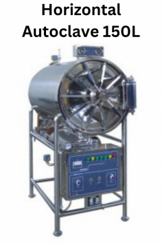 Labmate horizontal autoclave is a powerful sterilization machine for high-volume use in medical, lab, and industrial settings. Its horizontal design allows easy loading of larger items. It operates within a temperature range of 50°C to 134°C, has a weight of 230 kg, and a time range of 0 to 99 hours.