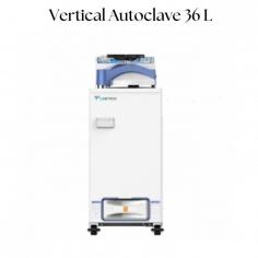 Labtron vertical autoclave with 36 L capacity is designed with a multilayered pressure protection system, a unique anti-scale design, and an automatic troubleshooting system. It features a big LCD screen to show all sterilization data, automatic internal discharging with a steam-collecting bottle inside, and exhaust speed is selected by 6 levels. 