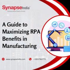 Maximize your manufacturing process with our RPA solutions. This comprehensive guide explores how RPA in Manufacturing can streamline operations, reduce errors, and cut costs. Leverage automation to optimize production workflows, enhance accuracy, and boost overall efficiency, ensuring your manufacturing business stays competitive in a fast-paced industry.