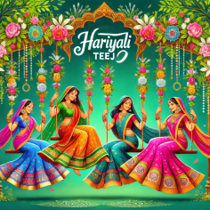 Hariyali Teej: Embrace the Green Festivities!

Hariyali Teej, celebrated on August 7, 2024, is a joyous festival dedicated to Goddess Parvati and Lord Shiva. It marks the reunion of the divine couple and is celebrated with great enthusiasm, especially by married women.

Significance:Hariyali Teej symbolizes marital bliss, fertility, and the onset of the monsoon season. The lush green surroundings during this period are considered a blessing, and the festival is a time to rejoice in nature's bounty.
Rituals:

Fasting: Married women observe a day-long fast, refraining from food and water, to seek the blessings of Goddess Parvati for a happy and long married life.

Swings: Beautifully decorated swings are set up in gardens and courtyards, and women enjoy singing traditional songs while swinging.

Mehndi and Dressing: Women adorn themselves in green attire, apply intricate mehndi designs, and wear colorful bangles and jewelry.

Worship: Special prayers and offerings are made to Goddess Parvati, and the story of her devotion and love for Lord Shiva is narrated.

Benefits:
Strengthens marital bonds and ensures a harmonious relationship.

Brings prosperity and well-being to the family.

Fosters a deep connection with nature and the divine.

Celebrate Hariyali Teej with joy, devotion, and a heart full of gratitude. May this festival bring endless happiness and prosperity to your life!

#HariyaliTeej #Festival #MaritalBliss #Tradition #Devotion #GreenFestivities #hindufestival #worship #god #goddess #hindumythology #hindu #teej #teejfestival #astrology #aiastrology #vedicastrology #astrologysoftware #astrologypost #astrologyposts #astrological #dkscore #astrologycrm #jyotish #jyotishmedium
