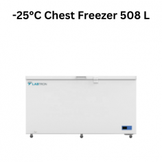 Labtron -25°C Chest freezer is a 508 L biomedical unit with a temperature range of -10 to -25 °C and direct cooling with manual defrost. It features eco-friendly refrigerant, low maintenance, a digital display, an advanced alarm system, and efficient refrigeration.
