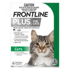 Frontline Plus is a potent monthly flea treatment for cats. The topical solution kills 100% of adult fleas on cats within 12 hours of application and chewing lice within 24 hours of application. This spot-on treatment destroys all life stages of fleas. It’s effective in killing flea eggs and larvae. This further prevents flea infestation and protects felines from heavy flea infestation and other diseases caused due to fleas.
