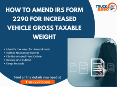 Updating your IRS Form 2290 for an increase in your vehicle's gross taxable weight is a simple process with the proper tools and information. Following these steps ensures compliance with IRS regulations and helps you avoid potential penalties. Whether you initially filed with Truck2290 or another service, the amendment process is designed to be user-friendly and efficient.
