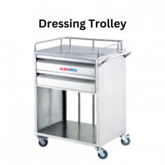 Abimed dressing trolley comes with a height of up to 80 cm. Fitted with casters, facilitating smooth movement. Unit features height of 80 cm with material of stainless steel. It is anti-corrosion, easy to clean, easy to assemble and is noiceless.