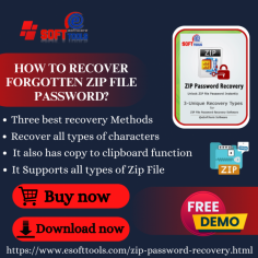 Recover forgotten zip file passwords using eSoftTools Zip Password Recovery software which provides three methods using which you can recover your password quickly. This software recovers passwords in all languages, whether it is English or non-English, you can recover your zip file in all characters. Here in the software you also get a free demo under which you can recover the first three characters.

Visit More:- https://www.esofttools.com/zip-password-recovery.html