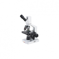 Labnic Digital Microscope offers 40x–1000x magnification, a 23.2mm monocular eyepiece, and a 360° rotating, 45° inclined head. Equipped with a quadruple nosepiece, mechanical stage, 
and coaxial focusing with a safety stop screw for accurate adjustments.