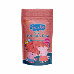 Shop Peppa Pig Sour Strawberry Rings Online at Sweetons! These 50g Packs Deliver a Tangy, Fruity Strawberry Flavor with a Crisp, Sour Twist. Fat-Free and Gluten-Free, They’re Perfect for a Sweet Treat That’s Both Delicious and Guilt-Free.
