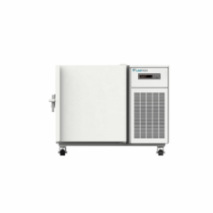 Labtron -86°C Ultra Low Temperature Upright Freezer, with a 100L capacity and temperature range from -40 to -86°C, features an energy-efficient EBM fan, high-performance vacuum insulation, a rotating handle, universal wheels, 
and a two-layer heat-insulating foamed door. 