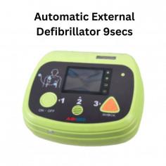 Abimed automatic external defibrillator is designed to treat sudden cardiac arrest (SCA) by delivering a therapeutic dose of electrical energy to the heart . It ensures patient safety with rapid 9-second analysis and 8-second charging to 150 J. It features a control panel for settings adjustment and audible/visual alarms for effective user guidance.