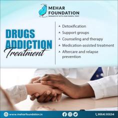 Mehar Foundation’s Drug Rehabilitation Centre in India is committed to providing effective and compassionate treatment for drug addiction. Our center offers a holistic approach to recovery, combining medical care, counseling, and support to address both the physical and emotional aspects of addiction. With personalized treatment plans and a focus on long-term success, we strive to help individuals rebuild their lives and achieve lasting sobriety. Begin your journey to recovery with our expert team today.