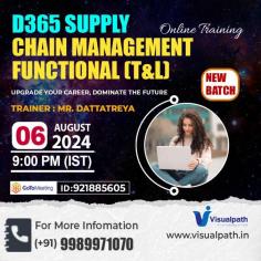 Join Now: https://bit.ly/46EEM1K
Attend Online #NewBatch On #Supplychainmanagement   Functional(T&L) by Mr. Dattatreya .
Batch on: 6th August, 2024 @ 9:00 PM (IST).
Contact us: +919989971070.
WhatsApp: https://www.whatsapp.com/catalog/919989971070
Blog link: https://visualpathblogs.com/
Visit: https://visualpath.in/ms-dynamics-operations-trade-and-logistics-course.html
