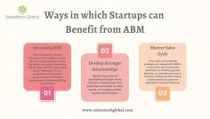 ABM adds significant value to the efforts of startups, which frequently face financial and resource constraints. The following are the ways that startups might benefit from ABM.


1.1 Increasing ROI:

When a business invests marketing funds wisely, account-specific targeting ensures that the dollars are spent where they will be most effective. According to an ITSMA poll, 87% of respondents believe that account-based marketing outperforms all other marketing investments.


1.2 Develop Stronger Relationships:

Spend resources on developing stronger, more effective relationships with potential consumers. In other words, it strengthens their loyalty and retention. According to their statements, 84% of organizations who have benefited from ABM say that another technique that has helped is retaining and developing existing client relationships—via LinkedIn.

Learn More: 

https://salesmarkglobal.com/account-based-marketing-for-startups/ 
