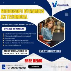 Dynamics 365 Online Training - VisualPath offers the Best D365 Ax Technical Online Training. Learn the fundamentals of Microsoft Dynamics 365 Online, including its modules, features, and best practices. Get hands-on technical training in Microsoft Dynamics AX, specifically tailored for the Hyderabad region. For more info Please call us at +91-9989971070.
Visit Blog: https://visualpathblogs.com/
WhatsApp: https://www.whatsapp.com/catalog/919989971070
Visit: https://visualpath.in/microsoft-dynamics-ax-online-training.html
