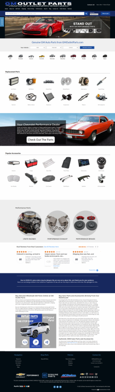 GMOutletParts.com provides the complete catalog of new original genuine General Motors parts direct & accessories for 1995 through 2018 GM vehicles. OEM Parts for Chevrolet, Pontiac, Buick, Cadillac, GMC, Hummer, Saturn, Oldsmobile vehicles.
