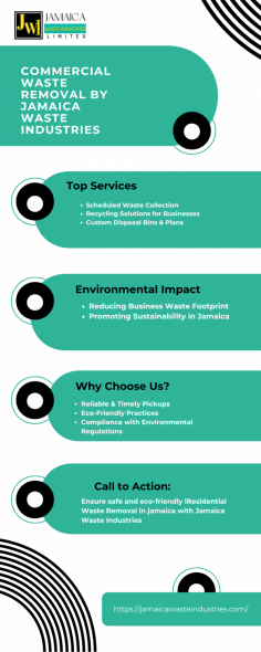 
Jamaica Waste Industries offers top-quality commercial waste removal services in Jamaica. We provide reliable and timely waste collection, disposal, and recycling solutions tailored to businesses. With eco-friendly practices and custom disposal plans, we help keep commercial spaces clean and compliant. Trust Jamaica’s leading provider for efficient, affordable, and sustainable waste management solutions.