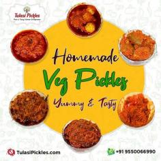 We offer the Best Veg Pickles in Hyderabad. Our pickles are made with the freshest ingredients and traditional methods to create excellent taste and quality. Whether you like them tangy, spicy, or softly flavored, we have a variety of veg pickles to suit every preference. Visit Tulasi pickles to experience the best veg pickles and add a  flavor to your meals.