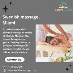 Experience top-notch Swedish massage in Miami at MedLife Massage. Our expert therapists use gentle, flowing strokes to promote relaxation and enhance circulation, and relieve muscle tension. This popular massage technique helps improve flexibility and provides a peaceful experience for your mind and body. Visit our website today!
