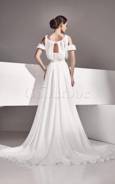 Robe de mariée longue de traîne moyenne a plage noeud manche nulle