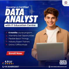 Looking to kickstart your career in Data Analytics? Join our comprehensive 6-month Data Analyst course and equip yourself with the skills needed to stand out in this fast-growing field! Why Choose Us?

Internship Job Opportunities for hands-on experience!
Flexible Batch Timings – learn at your pace!
Industry Expert Trainers with real-world insights!
Choose between Online or Offline learning modes!
100% Placement Assistance to get you job-ready!
Start building your future with our cutting-edge Data Analyst program. The data-driven world needs you! 
