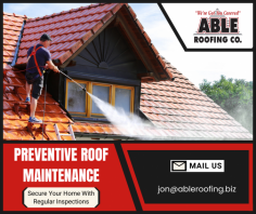 Protect Your Home From Roof Issues

We offer reliable roof maintenance services designed to prevent damage. With our detailed inspections and prompt action, your roof will stay strong and resilient, ensuring long-term protection and peace of mind. For more details, mail us at jon@ableroofing.biz.