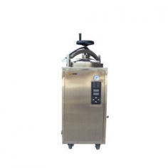 Labdex Top-Loading Autoclave is a 30L vertical sterilizer made from 304-grade stainless steel. It operates at 50°C-126°C with 0.145-0.165 Mpa pressure and a 0-9999 min timer. Features include a handwheel door, drying function, LCD display, automatic water inflow, and safety interlocks.