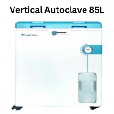 Labtron Vertical Autoclave offers 85L capacity with an eight-column mechanical interlocking system and a fast-speed microcomputer control. It features a water level sensor, temperature monitor, auto-start timer, and automatic internal discharging with a steam collector bottle.
