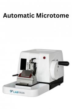 Labtron Automatic Microtome is a fully automated system with adjustable speed, 3 sectioning modes, section thickness from 0.5-100 μm, and trimming thickness from 1-600 μm. Features automatic retraction, memory function, fine orientation, and a universal specimen holder for precision.
