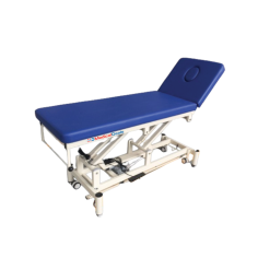 This examination table has a load capacity of 240 kg with a sturdy epoxy-painted steel structure. It features a 5 cm thick mattress, a backrest adjustable from 0º to 75º, and height adjustment from 400 mm to 800 mm, offering comfort and flexibility for medical use.
