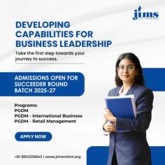 Ready to elevate your career? Apply now for JIMS Rohini's PGDM programs, including PGDM, PGDM International Business, and PGDM Retail Management for the 2025-2027 batch. Our comprehensive curriculum and dynamic learning environment are designed to prepare you for leadership in the business world. Don’t miss this opportunity to advance your future!