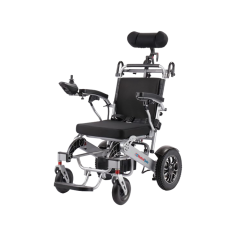 Labtron lightweight electric wheelchair supports up to 130 kg and features a 45 cm wide, 43 cm deep seat for comfort. With solid 7" front casters and 12" rear wheels, it offers smooth mobility. It includes a reclining option and handles slopes up to 12°, providing excellent support and maneuverability.