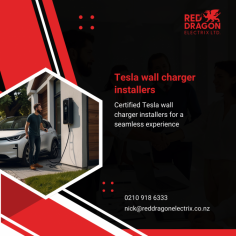 Professional Tesla Wall Charger Installers

Looking for Tesla Wall Charger Installers? Red Dragon Electrix offers specialized services for Tesla wall charger installations. Our certified technicians ensure your Tesla charger is installed correctly and safely, providing you with a reliable charging solution at home.