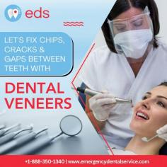 Dental Veneers | Emergency Dental Service

Transform your smile instantly with Emergency Dental Service dental veneer treatment and say goodbye to chips, cracks, and gaps between teeth.  Dental veneers provide a seamless solution that restores your confidence with a natural-looking appearance. Let us fix chips, cracks, and gaps and reveal your most beautiful smile today!  Schedule an appointment at 1-888-350-1340. 