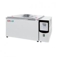 Ezilab Shaking Water Bath offers a 30L capacity, 50-200 rpm shaking, and a temperature range from ambient +5°C to 98°C with ±0.1°C accuracy. Key features include a PID controller, 99-hour timer, digital controls, a spring plate, and a low-level water warning sensor.