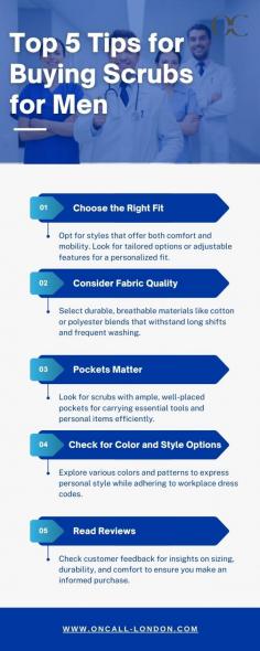 Check out these essential tips for buying scrubs for men! This infographic covers the right fit, fabric quality, pocket importance, style options, and customer reviews. Perfect for upgrading your workwear with confidence!
https://www.oncall-london.com/men