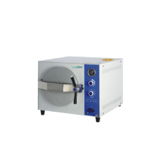 Labzee Table Top Steam Sterilizer is a 20L stainless steel unit with an adjustable temperature range of 105 to 134°C and operates at 0.22 MPa pressure. It offers a 4 to 6-minute sterilization cycle and features a steam-water circulation system. 
