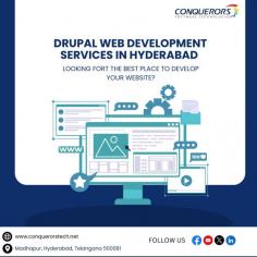 Conquerors Tech offers top-notch Drupal web development services in Hyderabad, specializing in creating custom, scalable, and user-friendly websites. Our experienced team excels in leveraging Drupal's powerful features to build robust and secure web solutions tailored to your business needs. At ConquerorsTech, we ensure seamless integration, responsive design, and excellent user experience for your online presence.