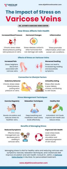 Stress can significantly impact vein health, leading to more severe varicose veins. Consult Dr. Jathin, a trusted varicose veins doctor, to understand the connection between stress and vein issues. Receive expert guidance on stress management and effective treatments to ease your symptoms.