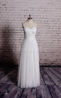 Robe de mariée textile en tulle avec zip col en forme de cœur manche nulle ligne a