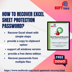 For instant and best result for recover Excel Sheet protection password Excel Password Recovery We provide you a very easy way to recover or unlock your password and simple steps through which you can recover your password, Brute Force Attack, Dictionary Attack, Mask Attack, through which you can recover or unlock your password. The first step is Brute Force Attack, which tells you about the password of your character. The second step recovers your word, tells you about your uppercase, lowercase and special characters and the last step is Mask Attack, which tells you the length of your password, and it also recovers the password of your important characters. We provide three steps through which you can recover your password.

READ MORE- https://www.esofttools.com/excel-password-recovery.html