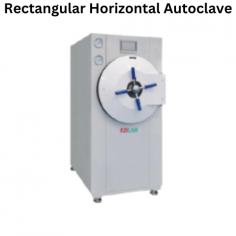 Ezilab Rectangular Horizontal Autoclave has a 100 L chamber 134°C max temperature 115°-134°C working range 0-99 min sterilisation/drying time -0.08 MPa vacuum limit microcomputer control water quality sensor safety interlock and corrosion-resistant chamber.