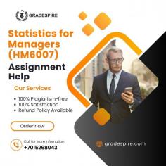 Do you require assistance with your Statistics for Managers (HM6007) T1 assignments? To assist you in succeeding, Gradespire provides expert support. On statistical ideas, data analysis, and problem-solving strategies, our knowledgeable teachers offer concise instruction. Our customized support guarantees that you achieve your academic objectives, regardless of whether you're doing difficult computations or want aid analyzing data. Take advantage of our trustworthy assignment assistance to increase your self-esteem and score better now!